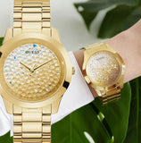 Guess Crush Gold Dial Gold Steel Strap Watch For Women - GW0020L2 Buy Now By Guess