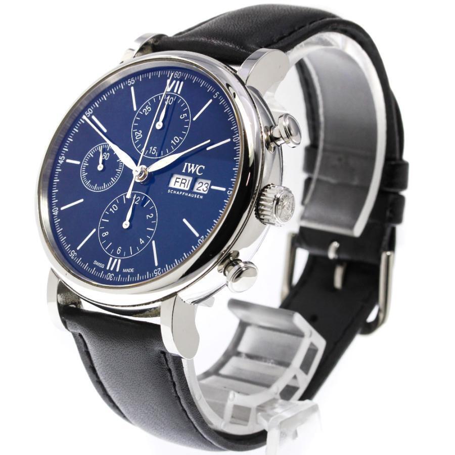 IWC Portofino Chronograph Blue Dial Black Leather Strap Watch for Men - IW391023 Buy Now By IWC