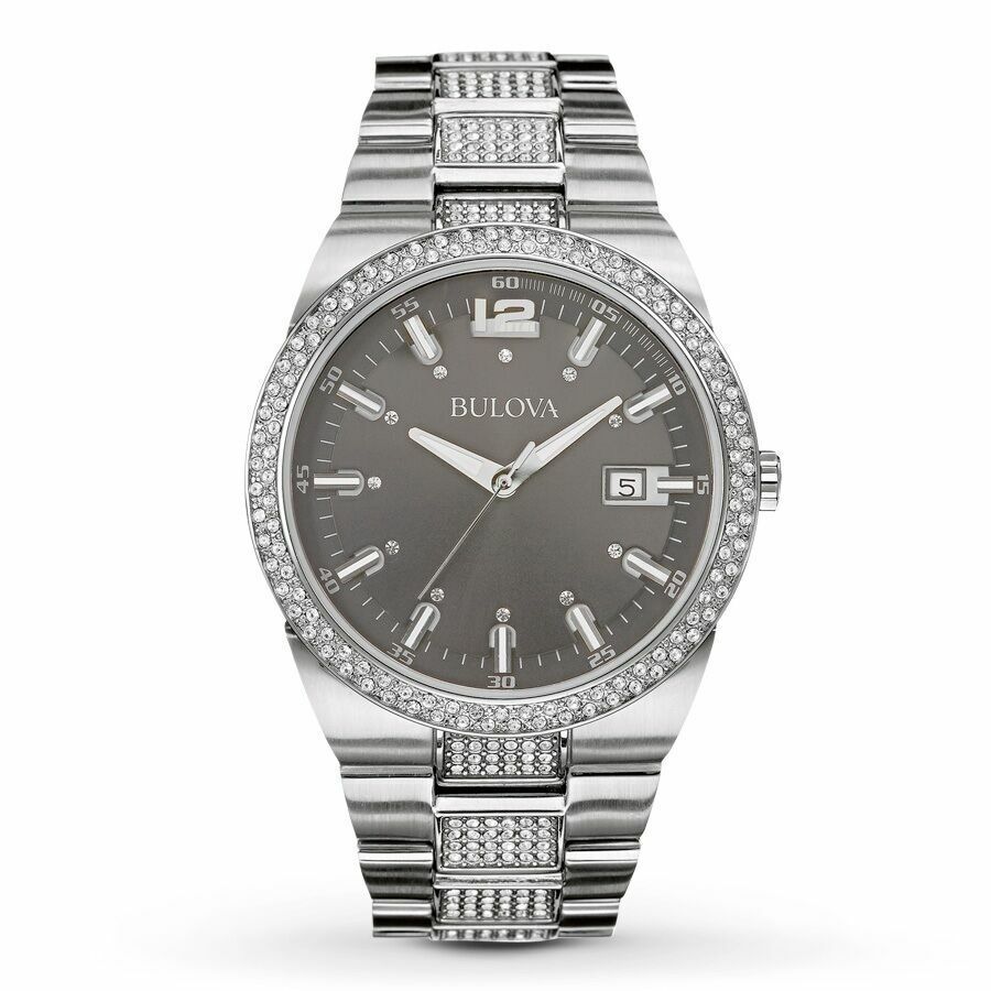 Bulova Crystal Collection Brown Dial Silver Steel Strap Watch for Men - 96B221 Buy Now By Bulova