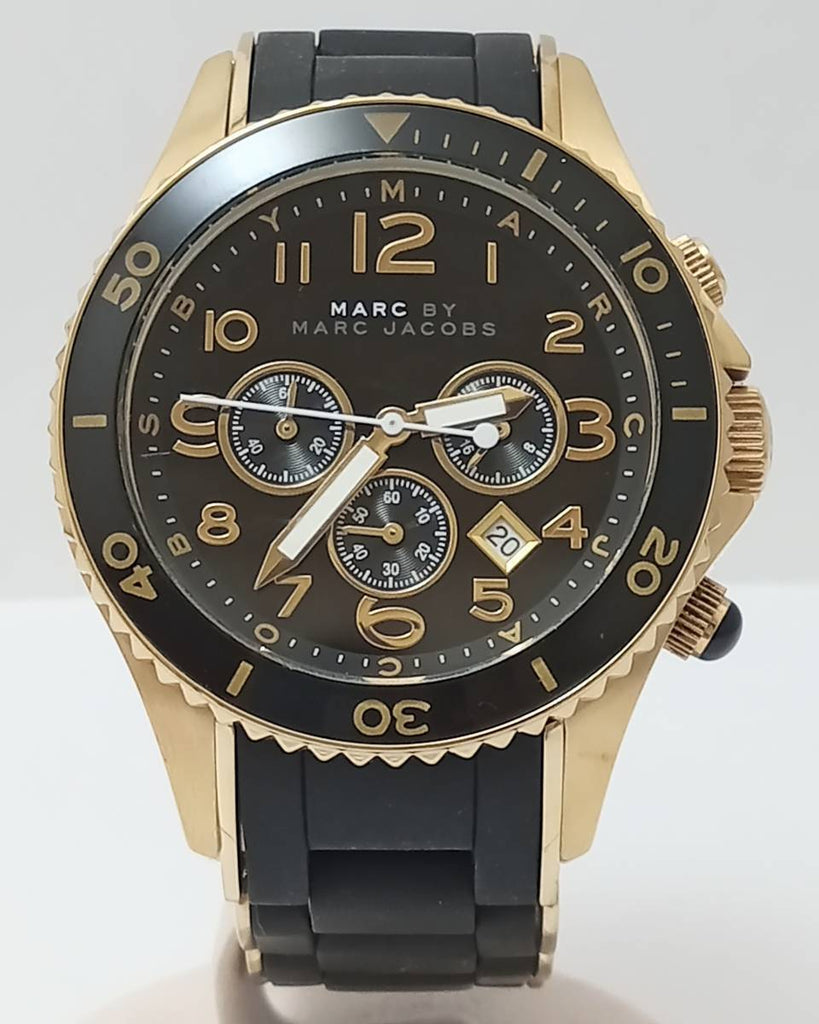 Marc Jacobs Rock Chronograph Black Dial Black Silicone Strap Watch for Women - MBM2552 Buy Now By Marc Jacobs