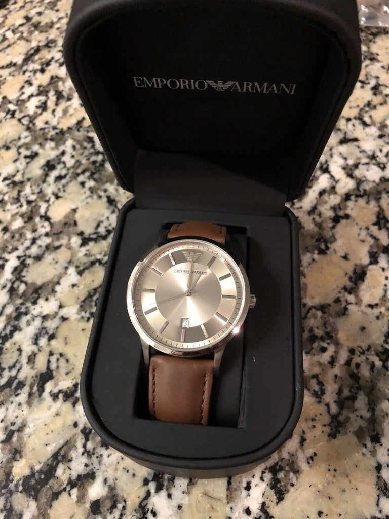 Emporio Armani Renato Silver Dial Brown Leather Strap Watch For Men - AR2463 Buy Now By Emporio Armani