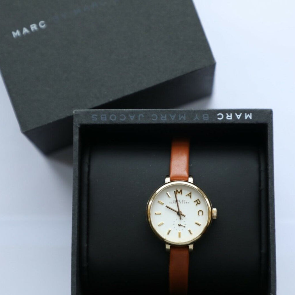 Marc Jacobs Sally White Dial Brown Leather Strap Watch for Women - MBM1351 Buy Now By Marc Jacobs