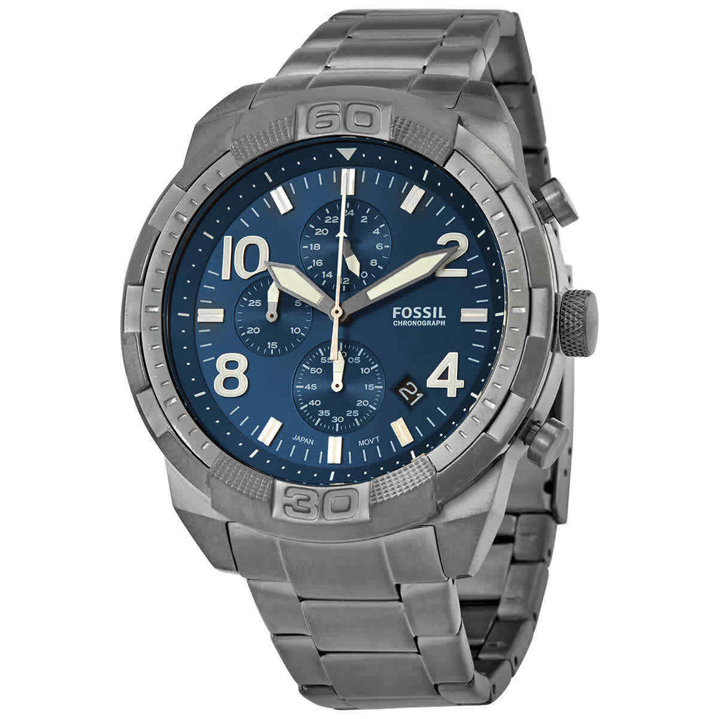 Fossil Bronson Chronograph Blue Dial Grey Steel Strap Watch for Men - FS5711 Buy Now By Fossil