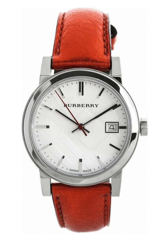 Burberry The City Silver Dial Orange Leather Strap Watch for Women - BU9121 Buy Now By Burberry
