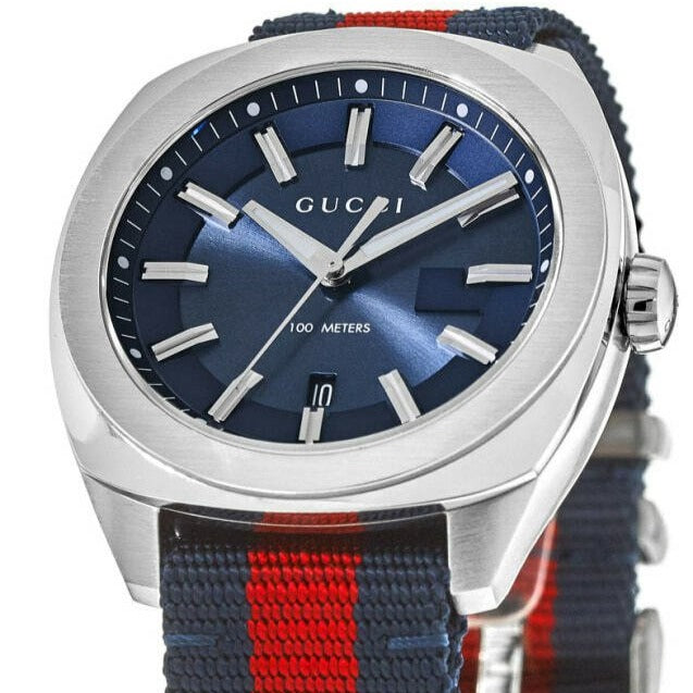 Gucci GG2570 Quartz Blue Dial Blue & Red Nylon Strap Watch For Men - YA142304 Buy Now By Gucci
