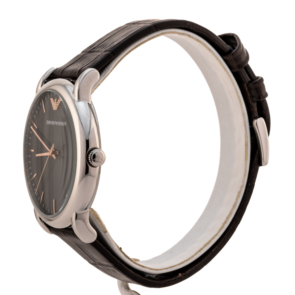 Emporio Armani Luigi Quartz Gray Dial Brown Leather Strap Watch For Men - AR1996 Buy Now By Emporio Armani