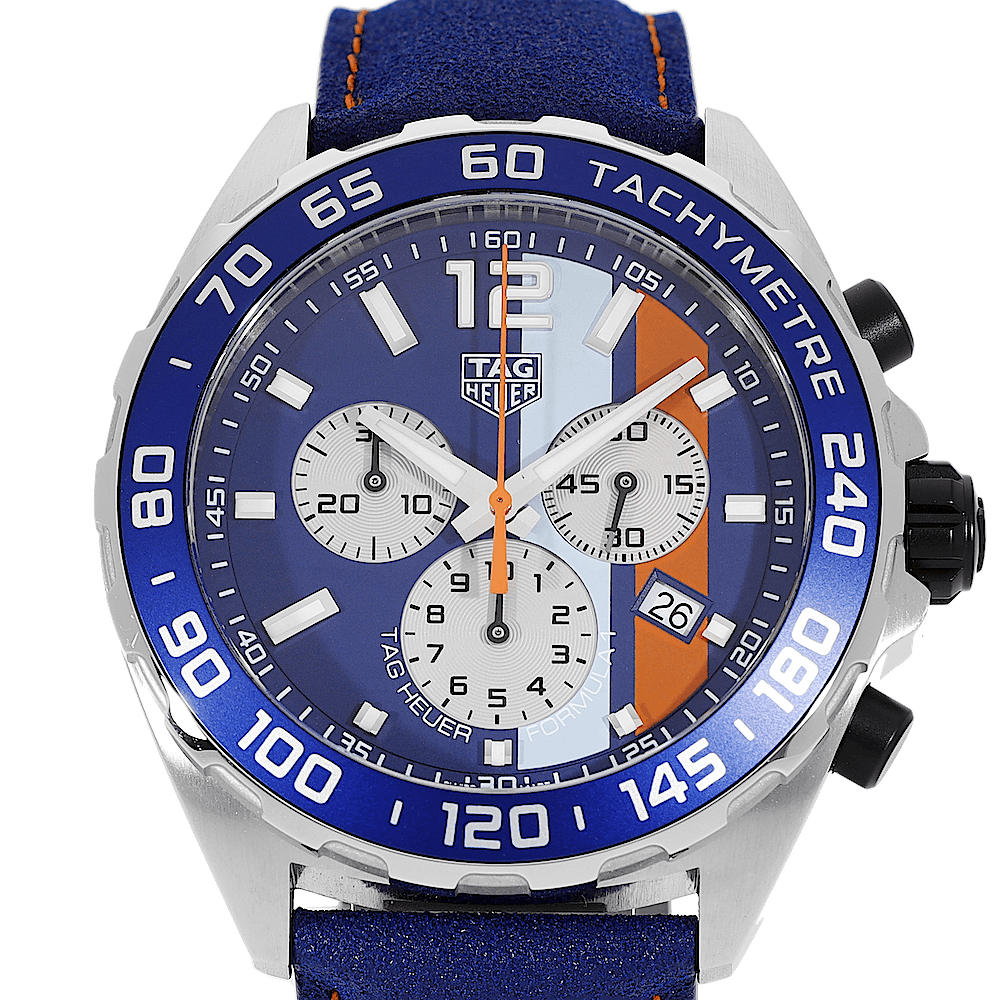 Tag Heuer Formula 1 Gulf Edition Blue Dial Blue Leather Strap Watch for Men - CAZ101N.FC8243 Buy Now By Tag Heuer