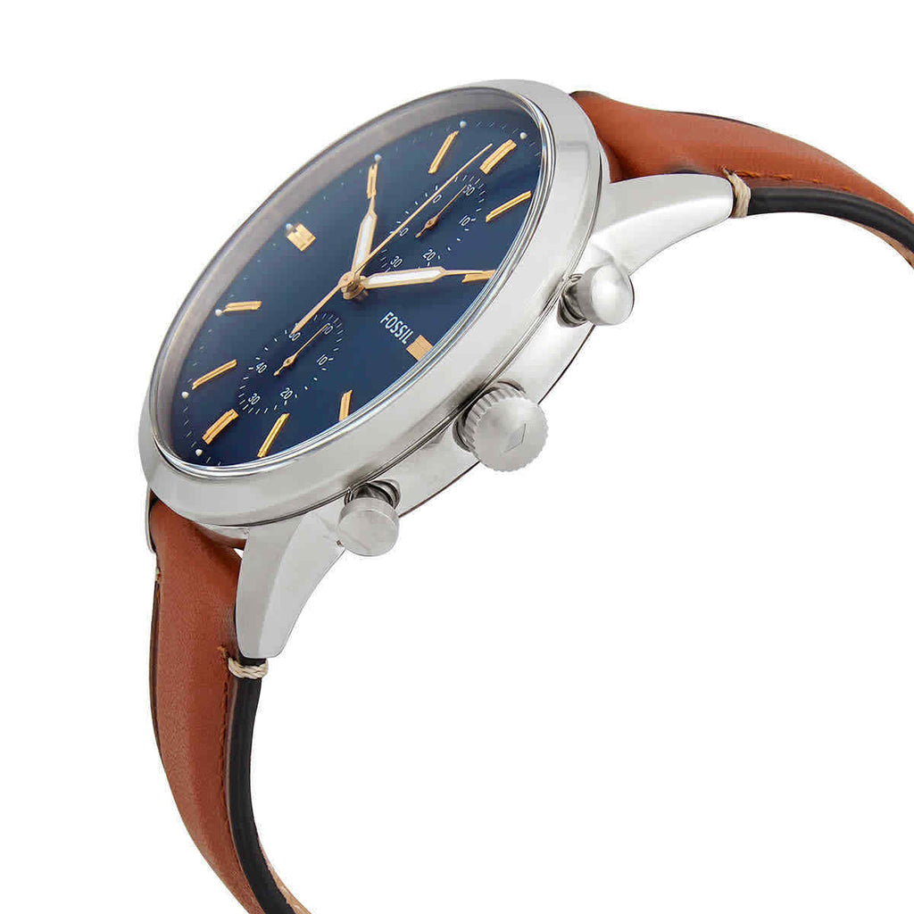 Fossil Townsman Chronograph Blue Dial Brown Leather Strap Watch for Men - FS5279 Buy Now By Fossil