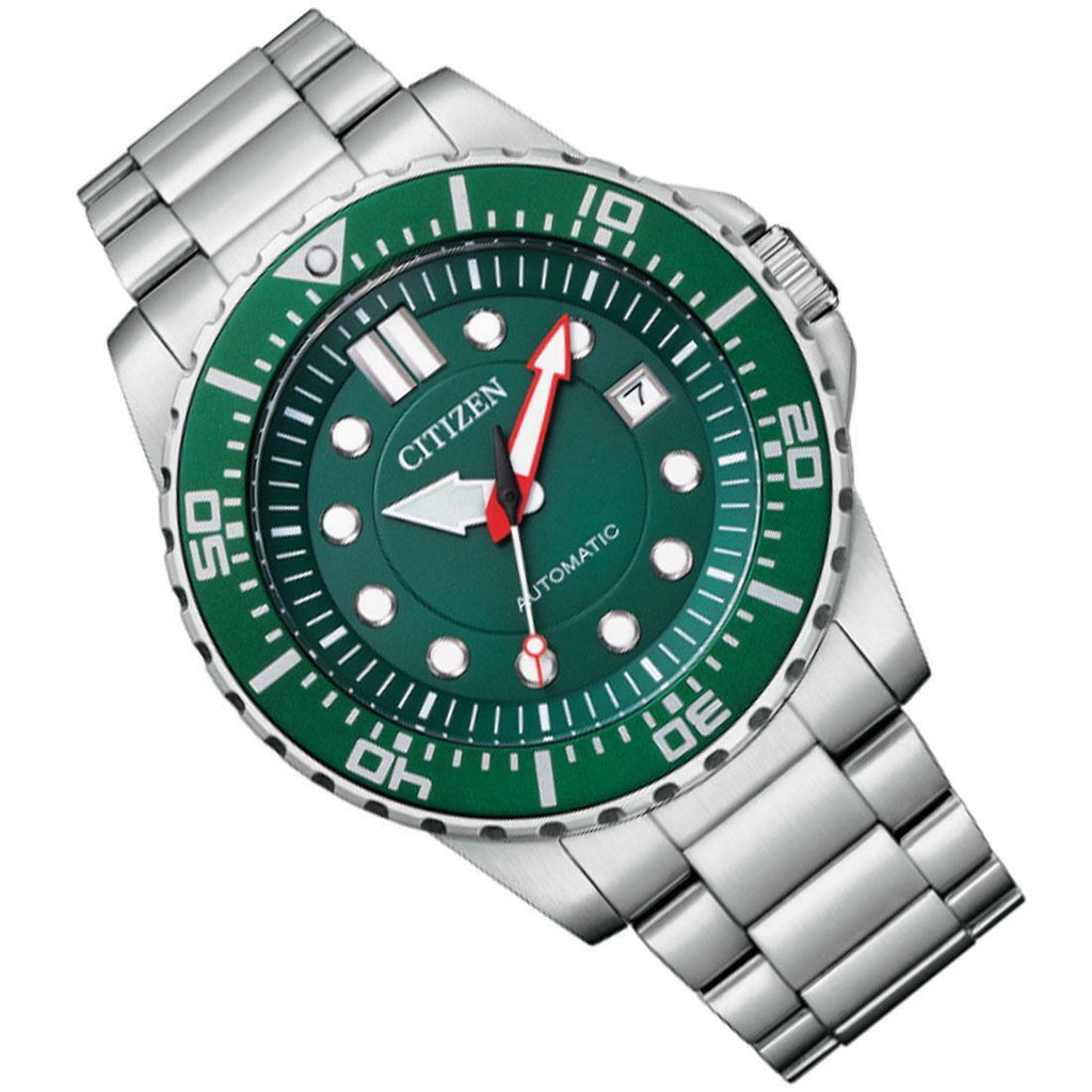 Citizen Promaster Mechanical Green Dial Silver Steel Strap Watch For Men - NJ0129-87X Buy Now By Citizen