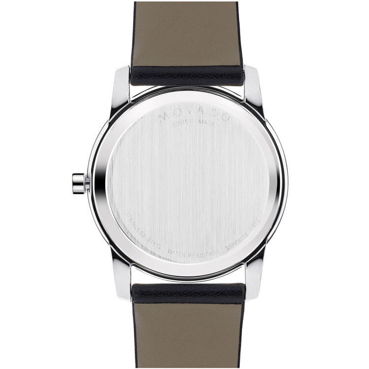 Movado Museum Black Dial Black Leather Strap Watch For Men - 606502 Buy Now By Movado