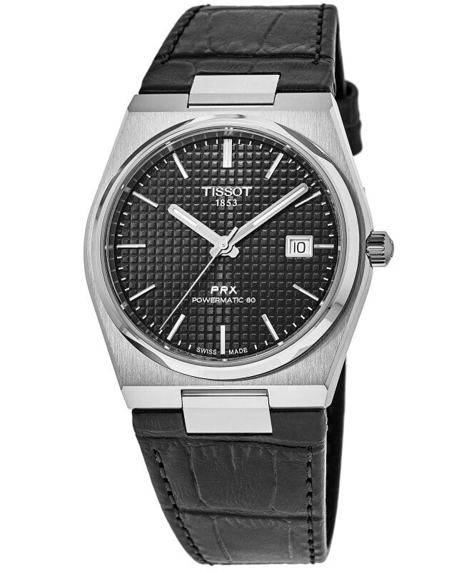 Tissot PRX Powermatic 80 Black Dial Black Leather Strap Watch for Men - T137.407.16.051.00 Buy Now By Tissot