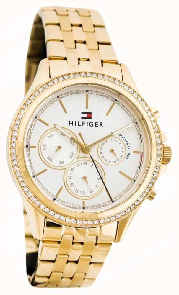 Tommy Hilfiger Ari Multifunction Diamonds Silver Dial Gold Steel Strap Watch for Women - 1781977 Buy Now By Tommy Hilfiger