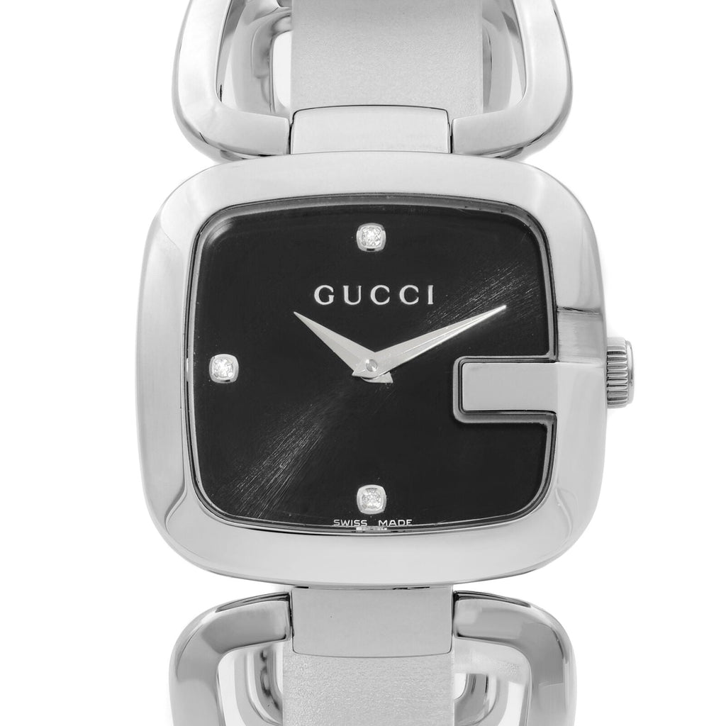 Gucci G Gucci Diamonds Black Dial Silver Steel Strap Watch For Women - YA125406 Buy Now By Gucci