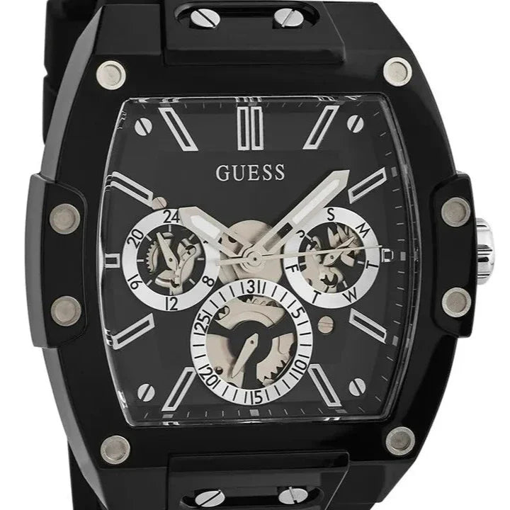 Guess Phoenix Multifunction Black Dial Black Rubber Strap Watch for Men - GW0203G3 Buy Now By Guess