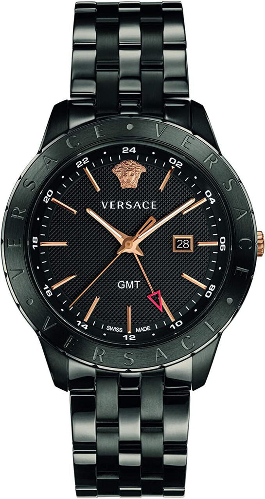 Versace Univers Quartz Black Dial Black Steel Strap Watch for Men - VEBK00618 Buy Now By Versace