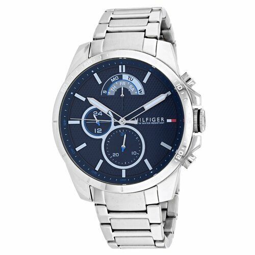 Tommy Hilfiger Decker Quartz Blue Dial Silver Steel Strap Watch for Men - 1791348 Buy Now By Tommy Hilfiger