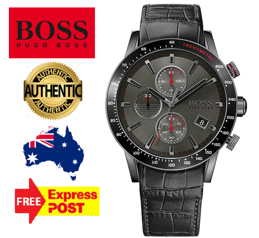 Hugo Boss Rafale Chronograph Grey Dial Black Leather Strap Watch For Men - HB1513445 Buy Now By Hugo Boss