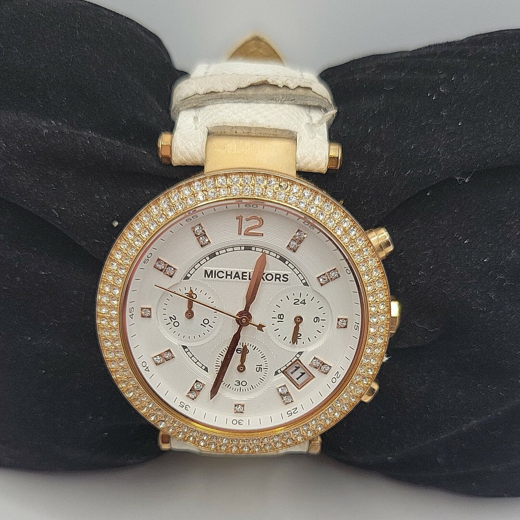 Michael Kors Parker White Diamonds Dial White Leather Strap Watch for Women - MK2281 Buy Now By Michael Kors