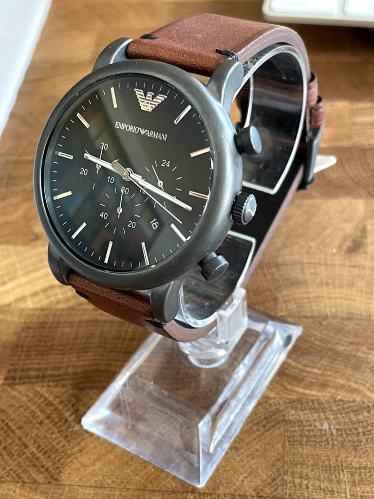 Emporio Armani Classic Chronograph Black Dial Brown Leather Strap Watch For Men - AR1919 Buy Now By Emporio Armani