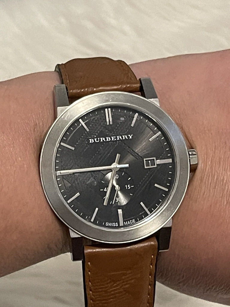 Burberry The City Black Dial Brown Leather Strap Watch for Men - BU9905 Buy Now By Burberry