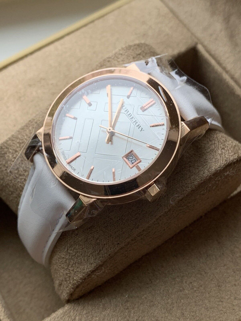 Burberry The City White Dial White Leather Strap Watch for Women - BU9108 Buy Now By Burberry
