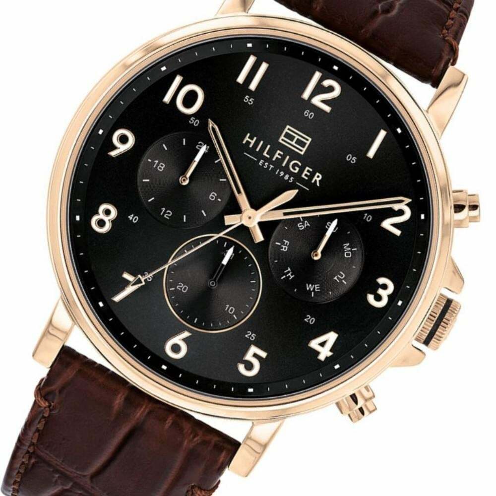 Tommy Hilfiger Daniel Black Dial Brown Leather Strap Watch for Men - 1710379 Buy Now By Tommy Hilfiger