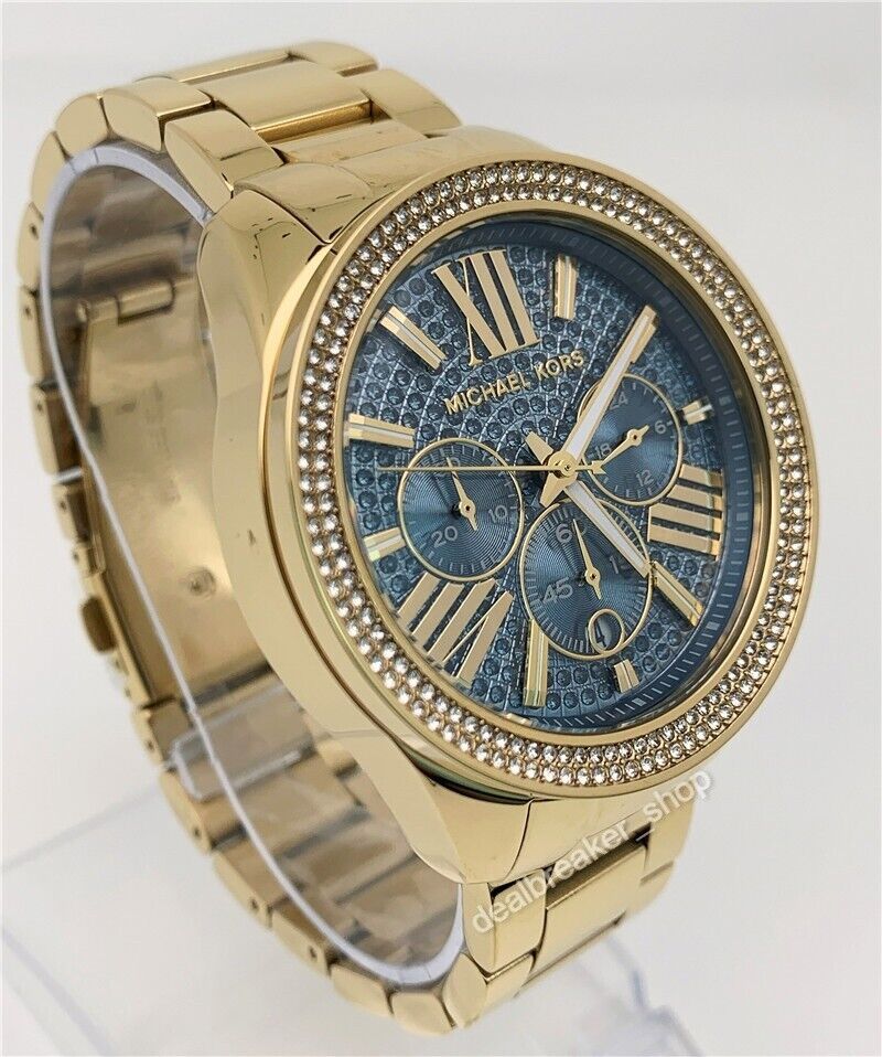 Michael Kors Wren Diamonds Blue Dial Gold Steel Strap Watch for Women - MK6291 Buy Now By Michael Kors