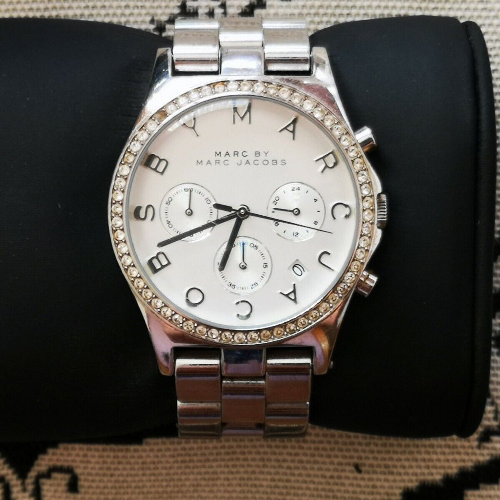 Marc Jacobs Henry Chronograph Silver Dial Silver Steel Strap Watch for Women - MBM3104 Buy Now By Marc Jacobs