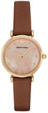Emporio Armani Gianni T Bar Quartz Pink Mother of Pearl Dial Brown Leather Strap Watch For Women - AR1960 Buy Now By Emporio Armani