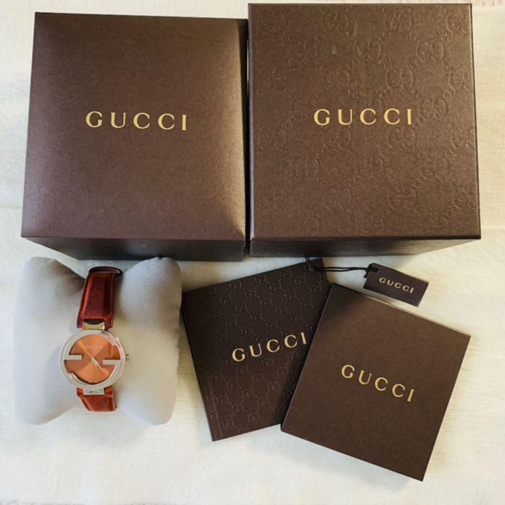 Gucci Interlocking G Quartz Orange Dial Orange Leather Strap Watch For Women - YA133316 Buy Now By Gucci