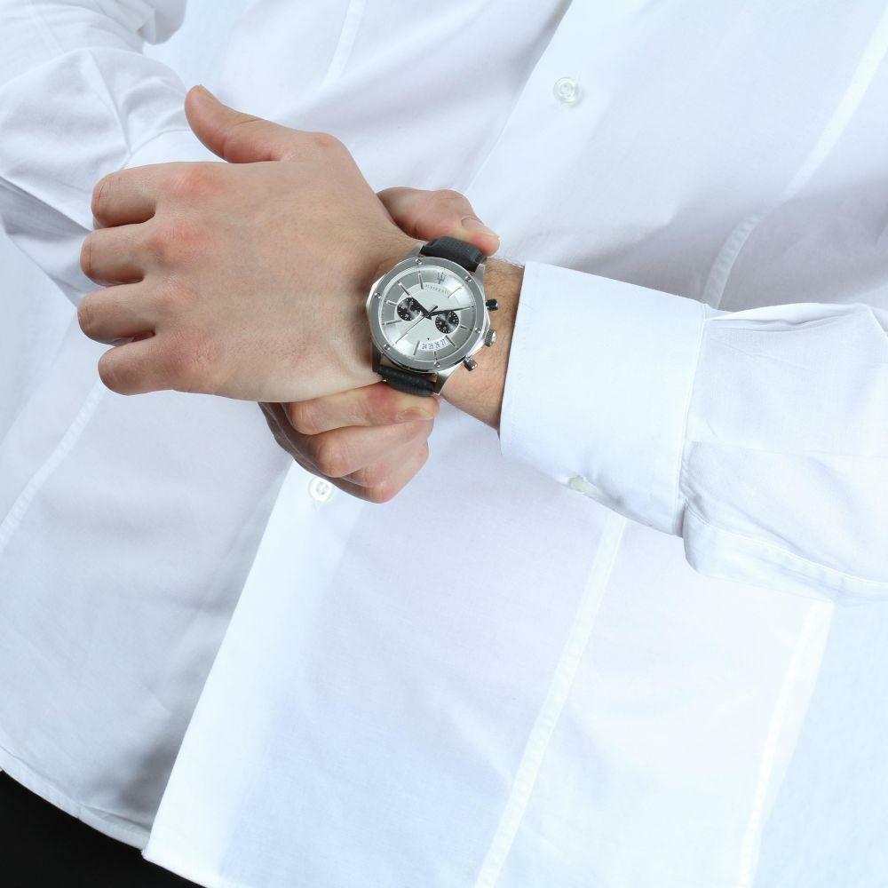 Maserati Circuito Chronograph Analog White Dial Black Leather Strap Watch for Men - R8871627005 Buy Now By Maserati