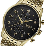 Hugo Boss Navigator Black Dial Gold Steel Strap Watch for Men - 1513531 Buy Now By Hugo Boss