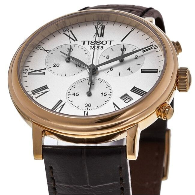 Tissot Carson Premium Chronograph Silver Dial Brown Leather Strap Watch For Men - T122.417.36.033.00 Buy Now By Tissot