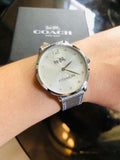 Coach Slim Easton Silver Dial Grey Leather Strap Watch for Women - 14502686 Buy Now By Coach