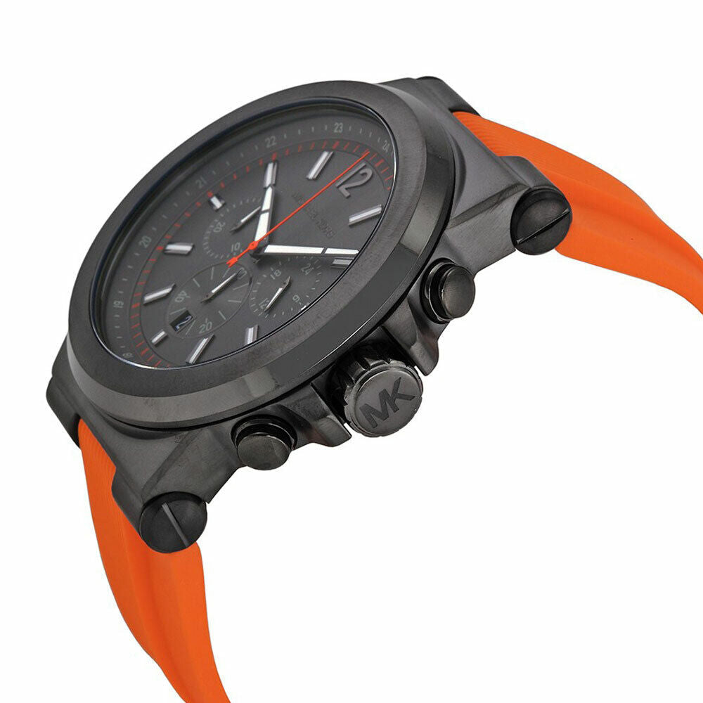 Michael Kors Dylan Chronograph Grey Dial Orange Rubber Strap Watch for Men - MK8296 Buy Now By Michael Kors