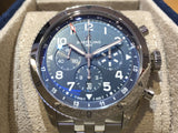 Breitling Super Avi B04 Chronograph GMT 46 Tribute to Vought F4U Corsair Blue Dial Silver Steel Strap Watch for Men - AB04451A1C1A1 Buy Now By Breitling