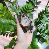 Emporio Armani Chiara Quartz Crystals White Dial Rose Gold Leather Strap Watch For Women - AR7437 Buy Now By Emporio Armani