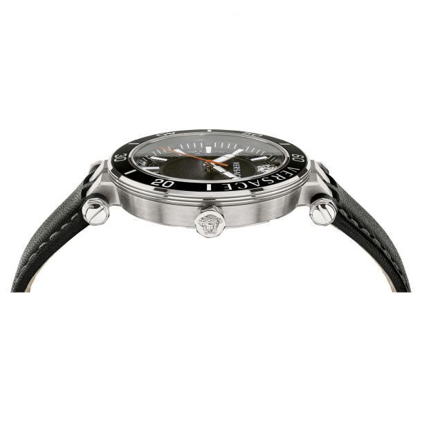 Versace Greca Sport Quartz Black Dial Black Leather Strap Watch For Men - VEZ300221 Buy Now By Versace