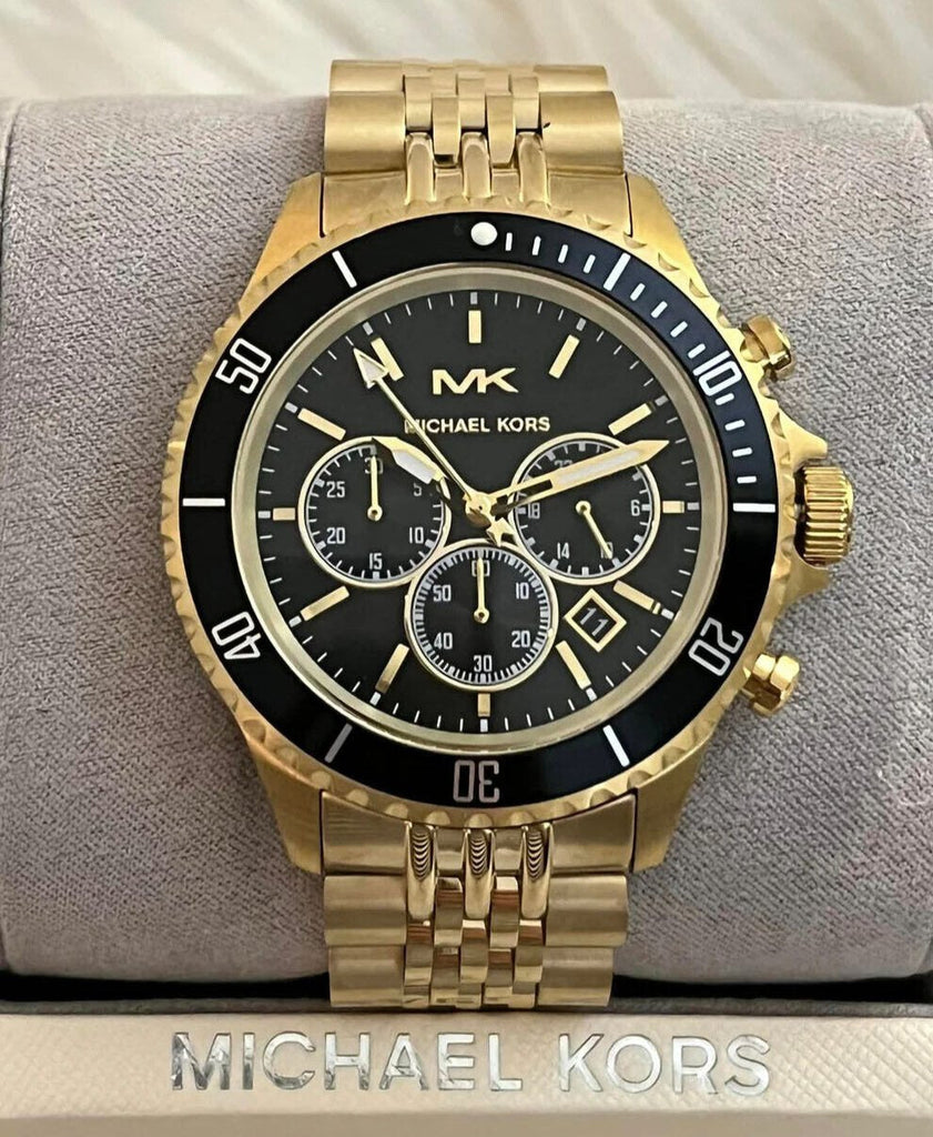 Michael Kors Bayville Chronograph Black Dial Gold Steel Strap Watch For Men - MK8726 Buy Now By Michael Kors