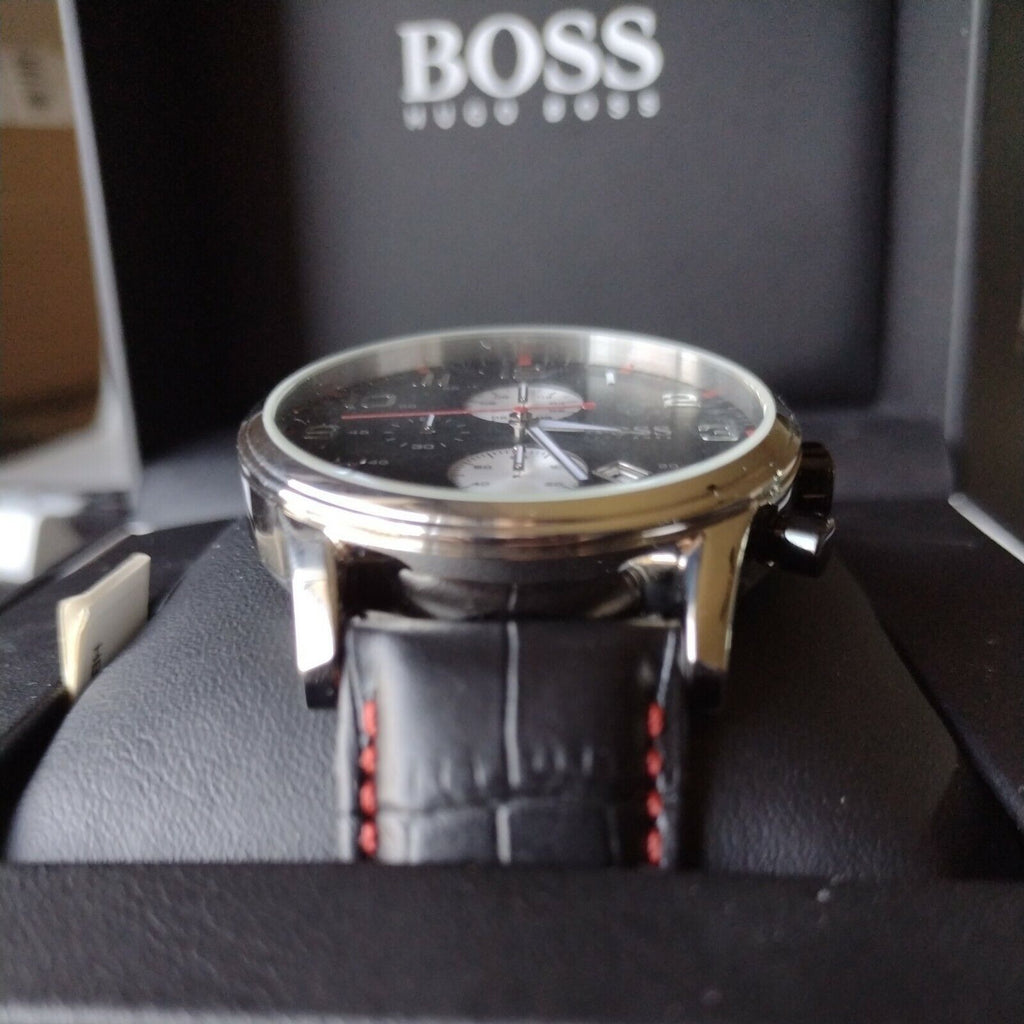 Hugo Boss Aeroliner Black Dial Black Leather Strap Watch for Men - 1512631 Buy Now By Hugo Boss