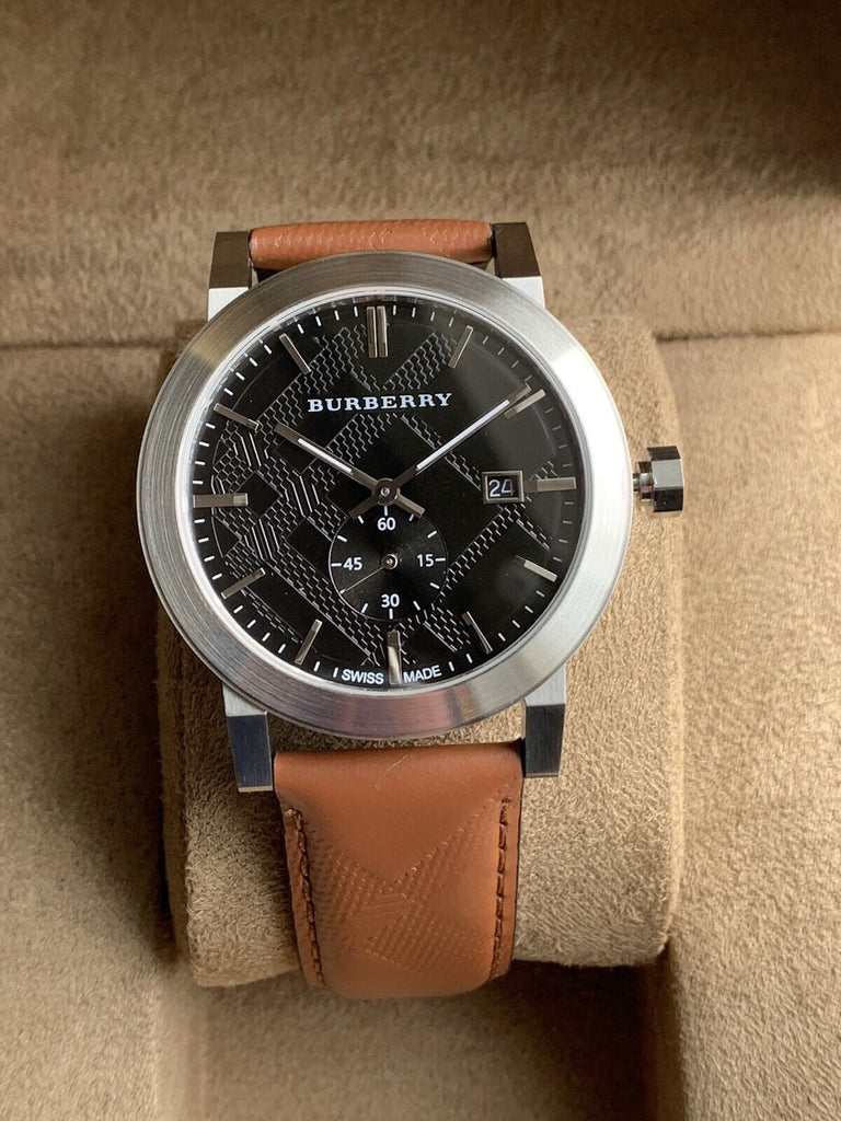 Burberry The City Black Dial Brown Leather Strap Watch for Men - BU9905 Buy Now By Burberry