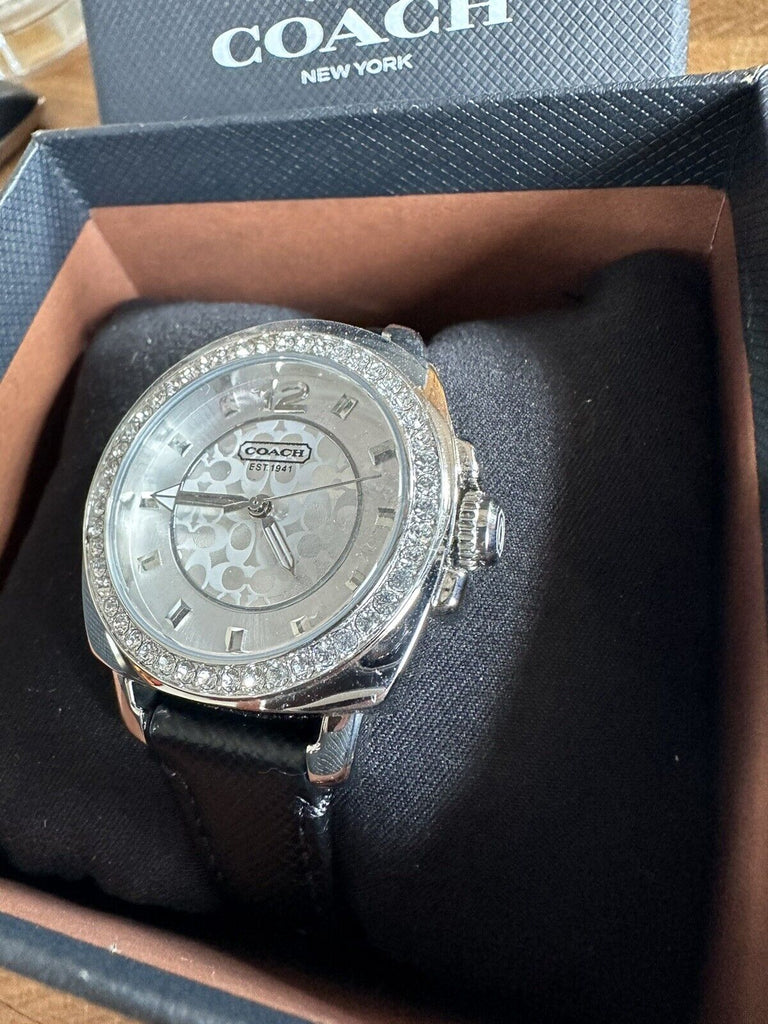 Coach Boyfriend Silver Dial Black Leather Strap Watch for Women - 14503152 Buy Now By Coach