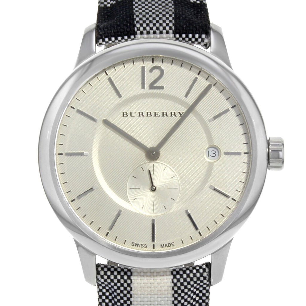 Burberry The Classic Horseferry Silver Dial Black Leather Strap Watch for Men - BU10002 Buy Now By Burberry