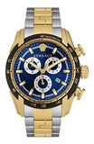Versace V-Ray Chronograph Quartz Blue Dial Two Tone Steel Strap Watch For Men - VE2I01021 Buy Now By Versace