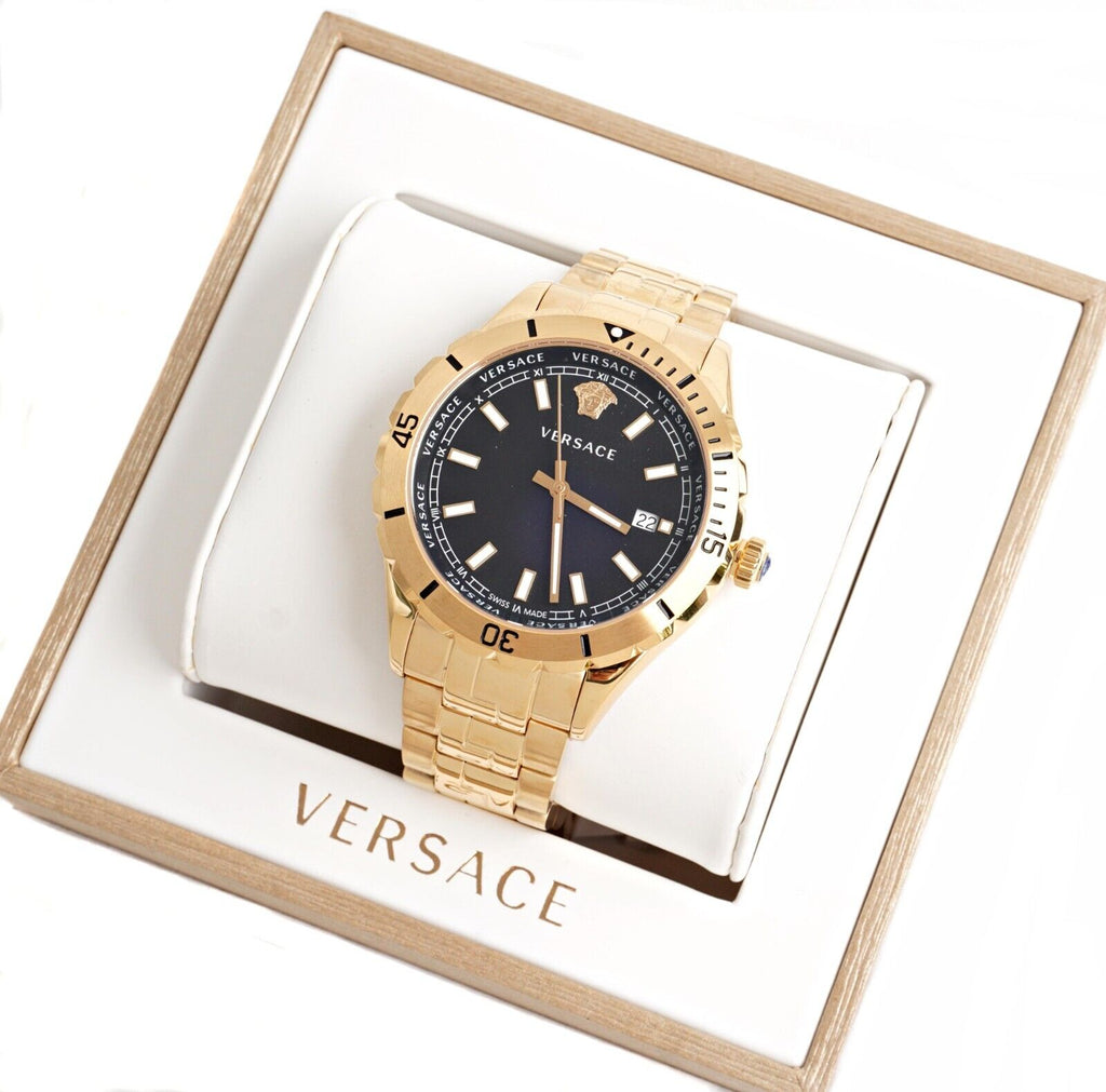 Versace Hellenyium Quartz Black Dial Gold Steel Strap Watch For Men - VE3A00820 Buy Now By Versace
