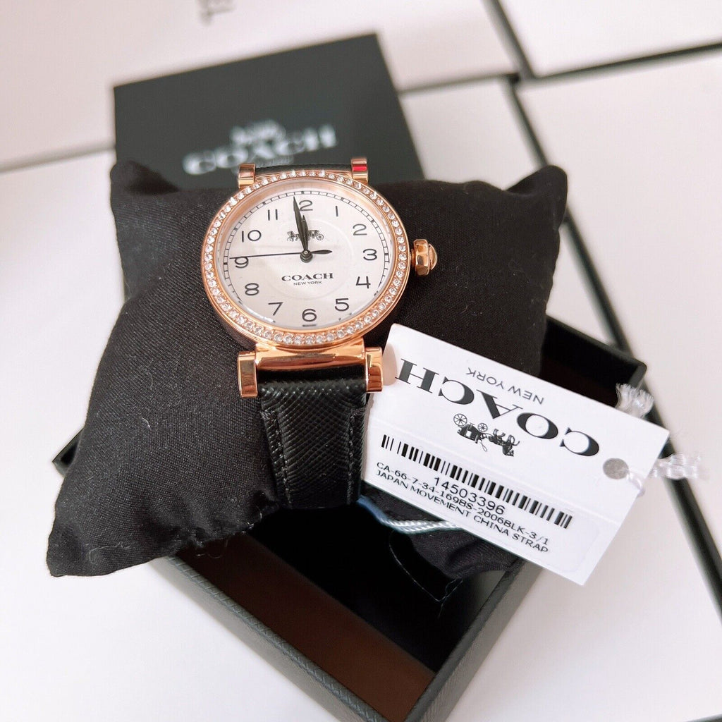 Coach Madison White Dial Black Leather Strap Watch for Women - 14503396 Buy Now By Coach