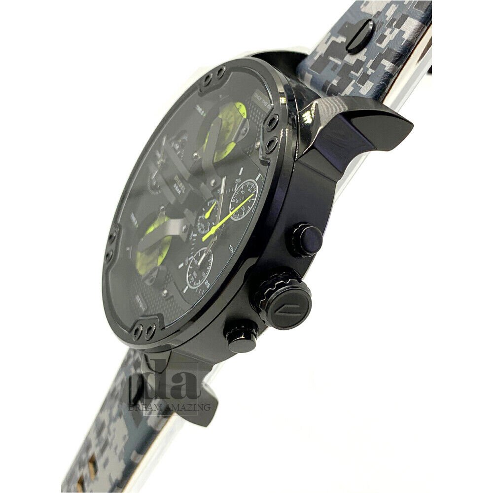 Diesel Big Daddy Chronograph Black Dial Black Leather Strap Watch For Men - DZ7311 Buy Now By Diesel