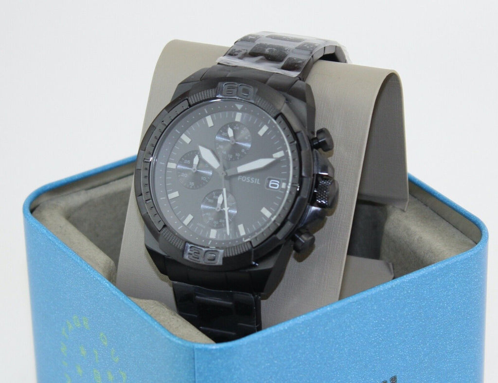 Fossil Bronson Chronograph Black Dial Black Steel Strap Watch for Men - FS5853 Buy Now By Fossil