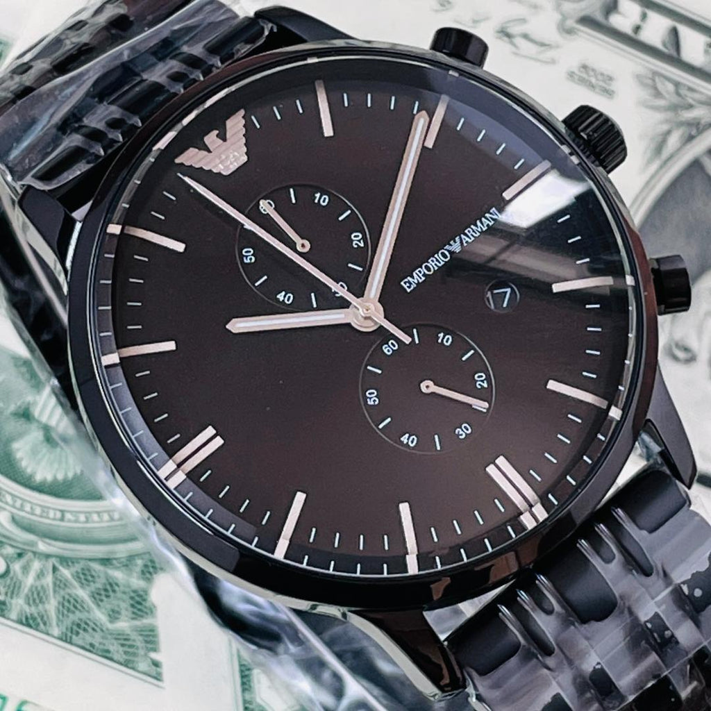 Emporio Armani Chronograph Black Dial Black Steel Strap Watch For Men - AR1934 Buy Now By Emporio Armani