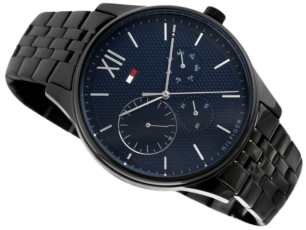 Tommy Hilfiger Damon Quartz Chronograph Blue Dial Black Steel Strap Watch for Men - 1791454 Buy Now By Tommy Hilfiger